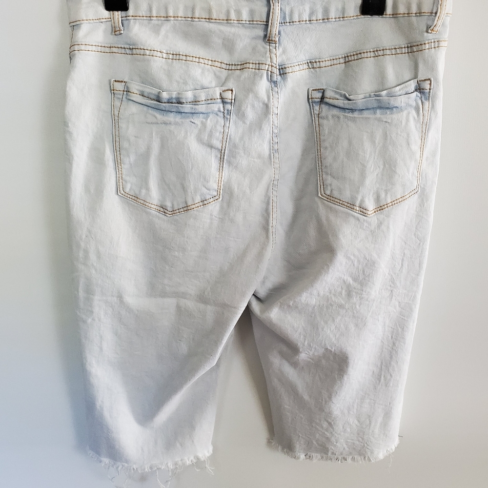 Blue Topic Distressed Denim Fishnet Shorts - Picture 6 of 6